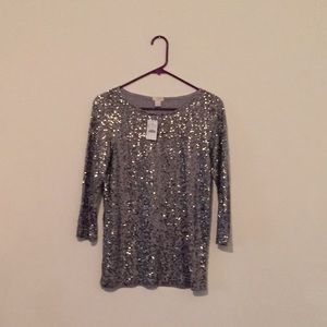 j crew 3/4 sleeve sparkle top